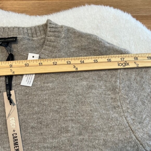 NWT Coco + Carmen Ribbed Hem Faux Fur Pocket Knit Sweater Tunic Top Dress L/XL - Picture 7 of 10